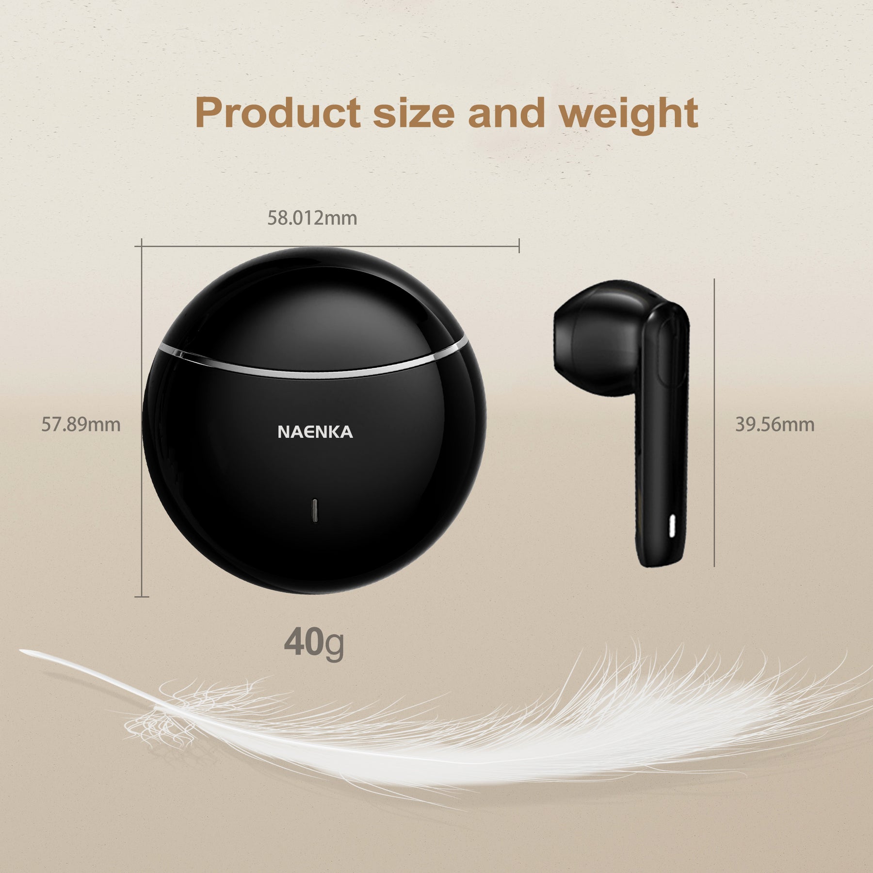 Naenka Lite Pro Wireless Earbuds with Charging Case Black