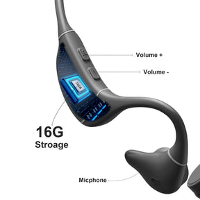 Gray Naenka Runner Diver sports bone conduction headphones have 16G of memory
